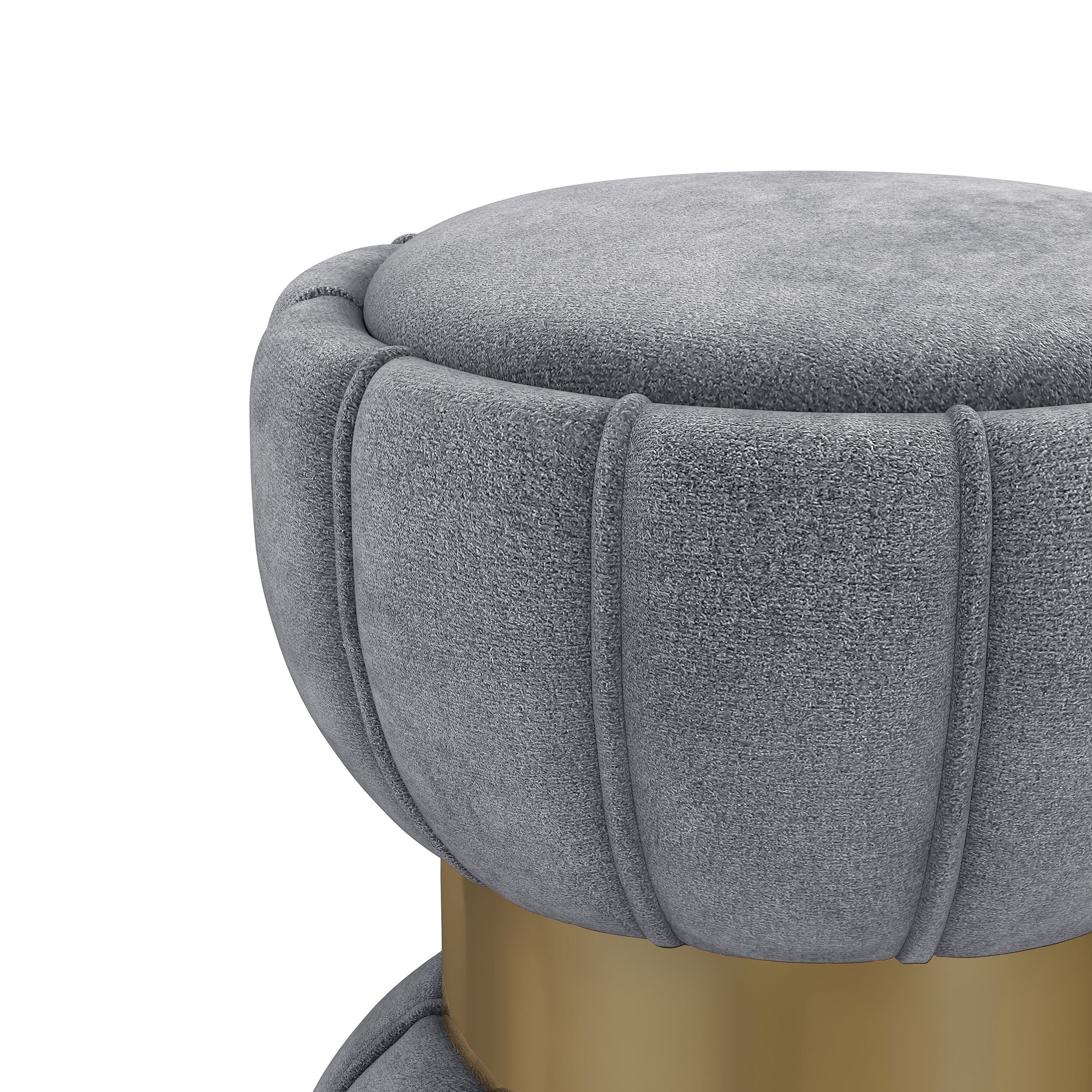 Sora Round Upholstered Ottoman Grey — view 4
