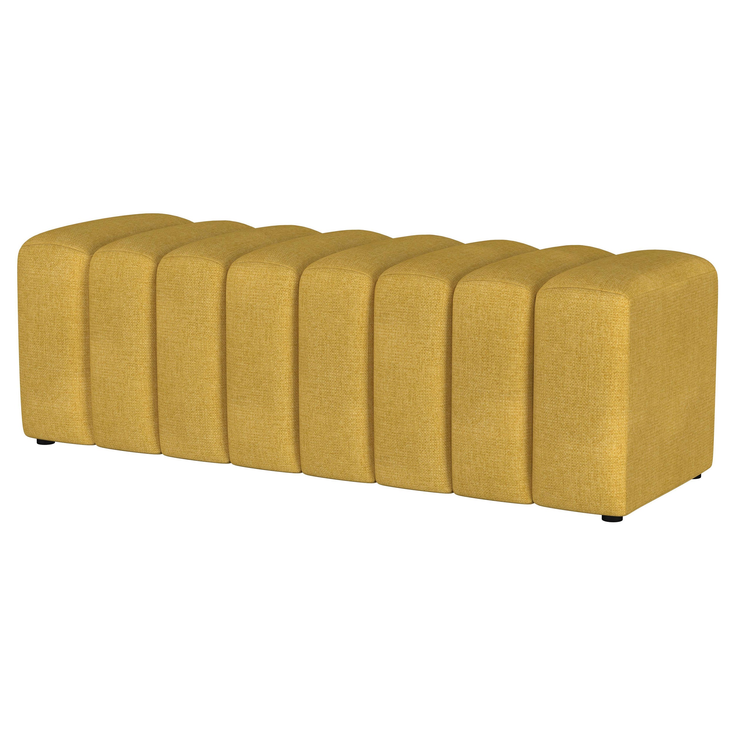 Summer Fabric Upholstered Tufted Accent Bench Mustard Yellow — view 4