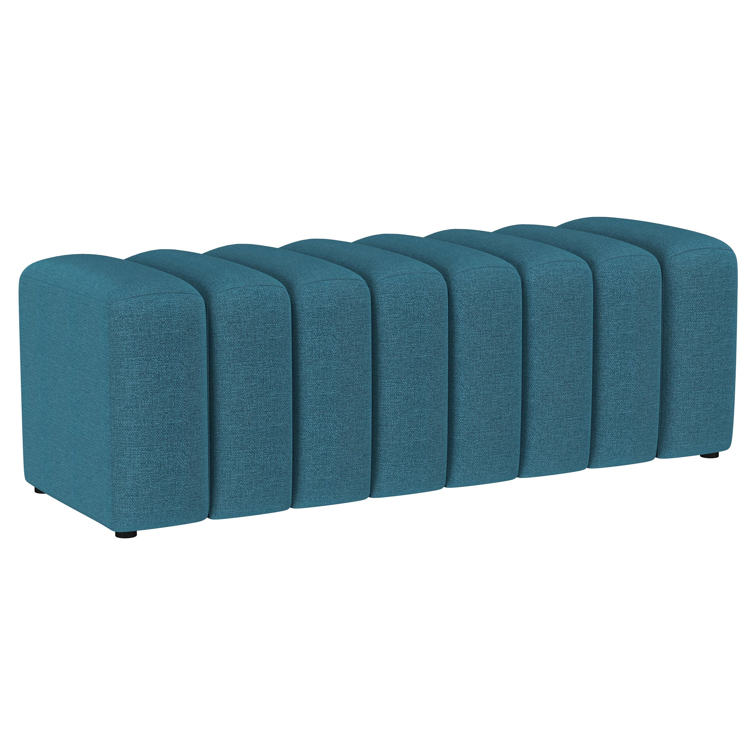 Summer Fabric Upholstered Tufted Accent Bench Peacock Blue — view 1