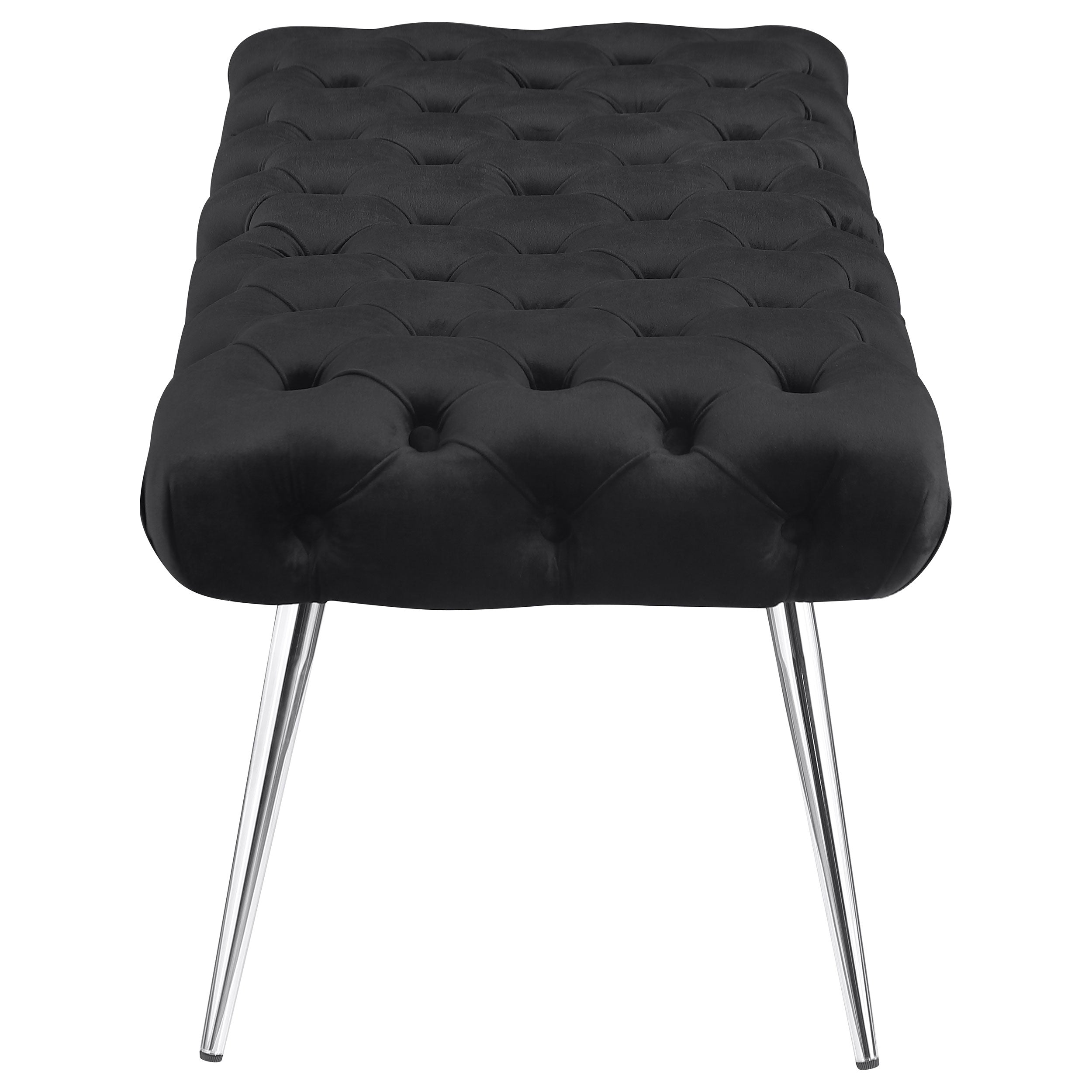 Ella Upholstered Tufted Bench Stainless Steel Legs Black — view 4