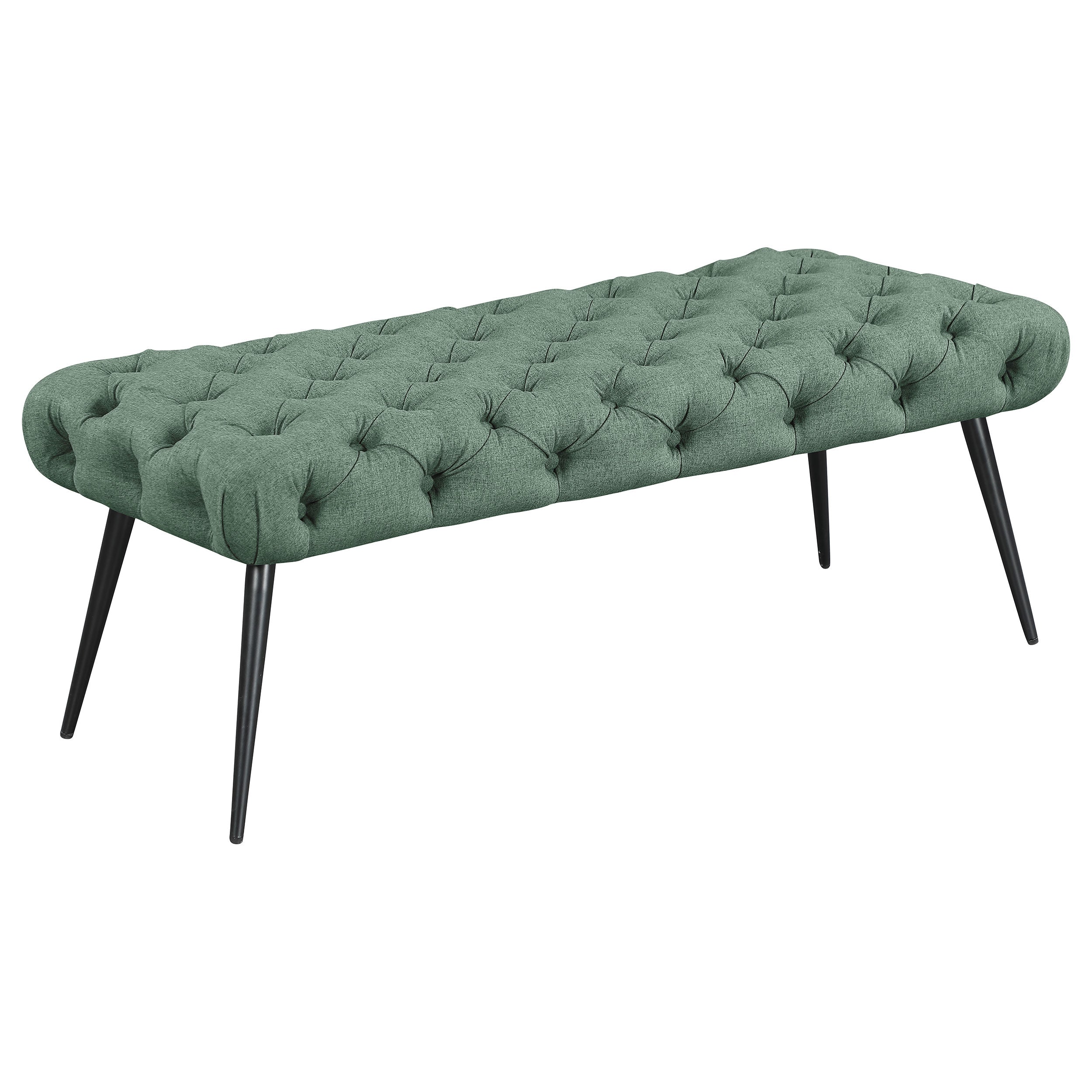 Ella Upholstered Tufted Bench Metal Legs Teal — view 1