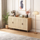 Elegant And Functional Rattan Decorative Storage Cabinet With 4 Doors