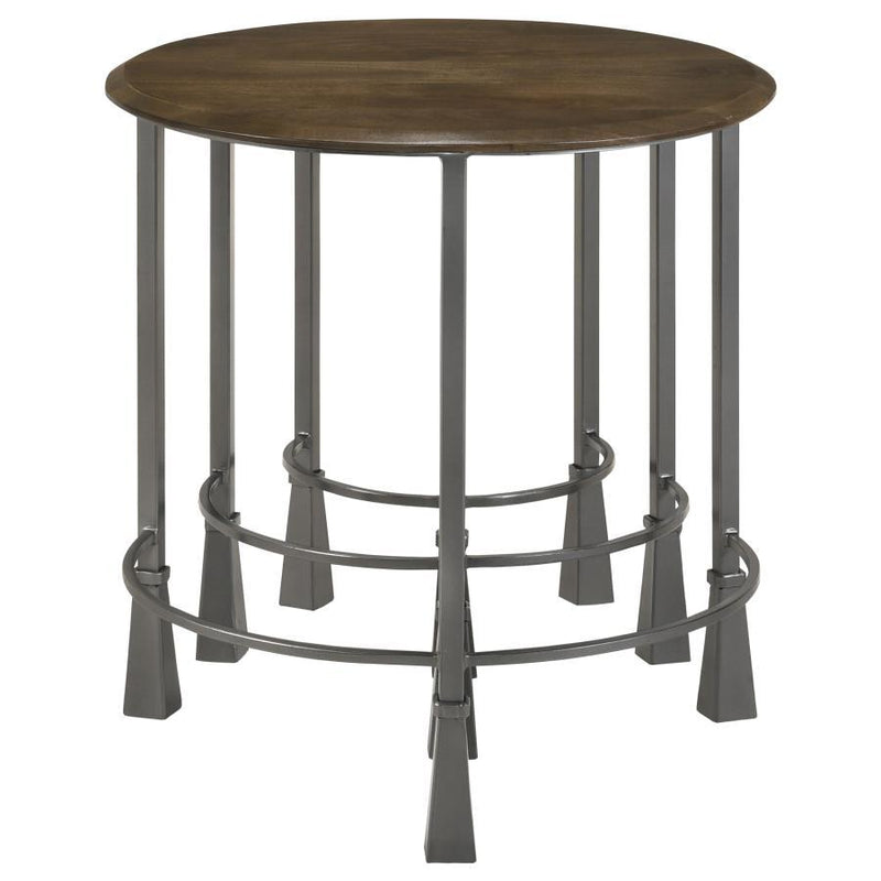 Deja - 3 Piece Round Nesting Table Set - Natural And Gunmetal