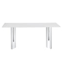 Modern minimalist dining table. The white imitation marble glass desktop is equipped with silver metal legs. Suitable for restaurants and living rooms  71" *39.3" *29.5"  DT-69