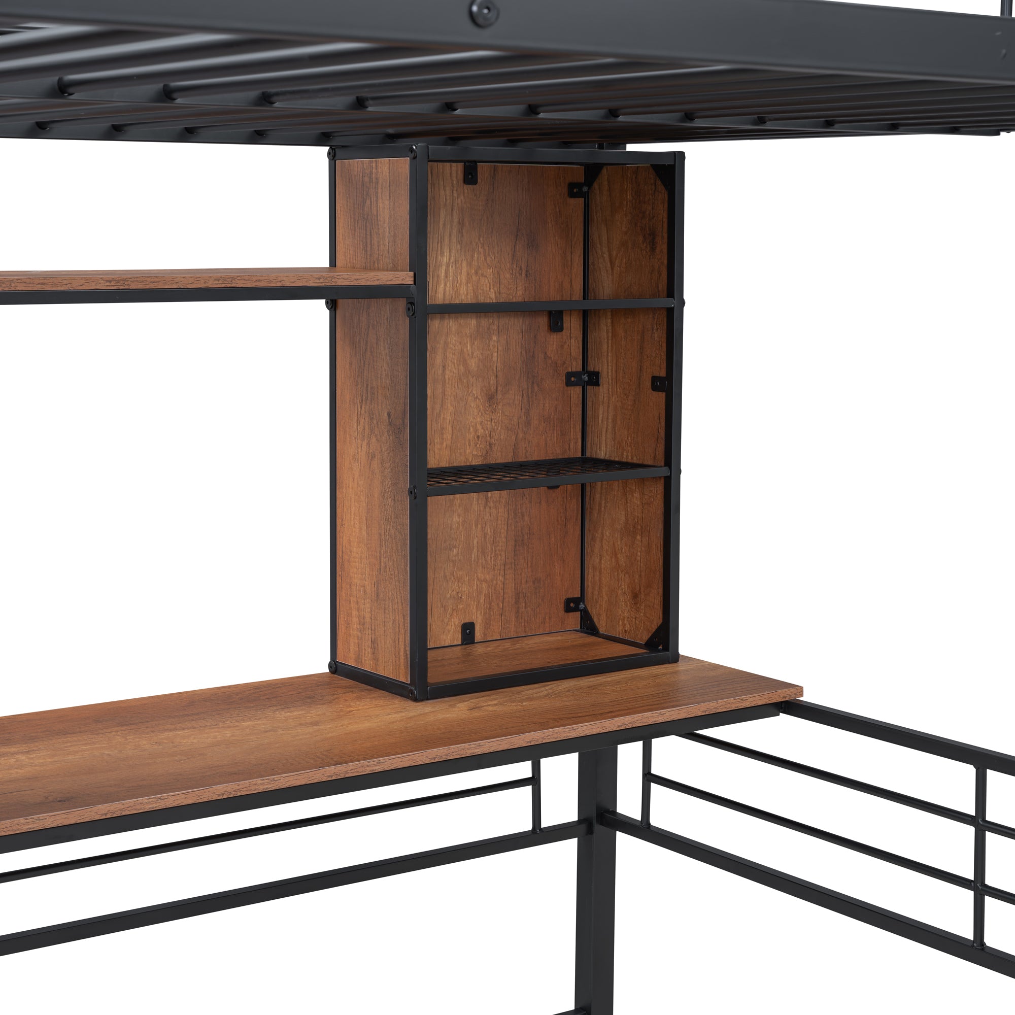 Full Size Loft Bed with Desk and Shelf , Loft Bed with Ladder,Full,Black - Atlantic Fine Furniture Melbourne FL