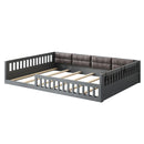 Upholstered Platform Bed With Guardrail And Pillow