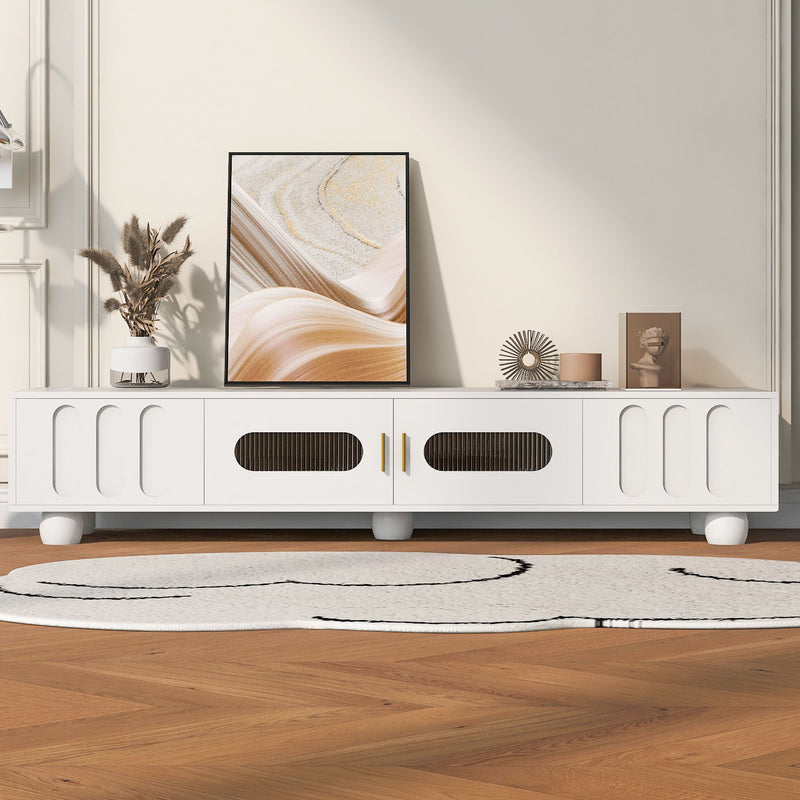 Modern TV Stand For TVs Up To 80", 2 Drawers And Cabinet