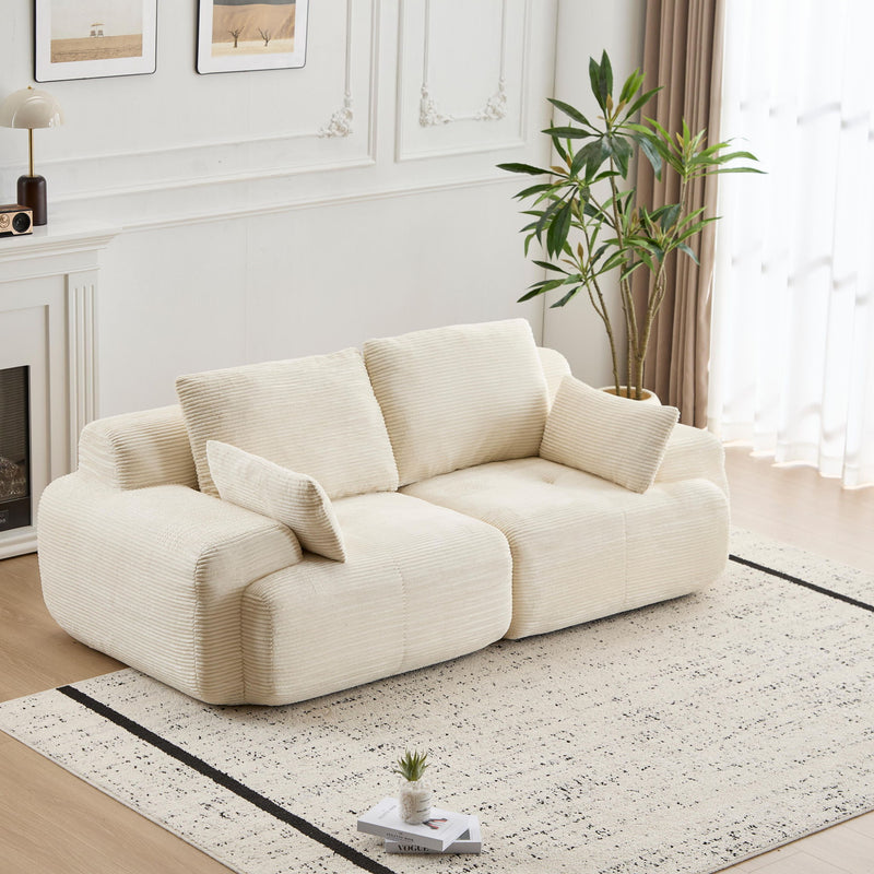 Compressed Sofa, 2 Seater Large Sectional Couches For Living Room - Beige