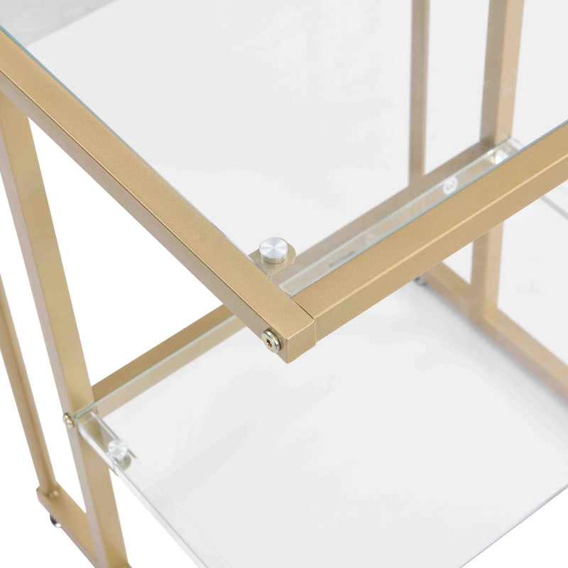 2 Tier Acrylic Glass End Table For Living Room