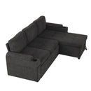 Convertible L Shaped Sofa Couch With Storage, Cup Holders, USB Ports