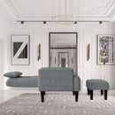 Living Room Sofa Single Chair And Ottoman, Modern Multi-Function Fabric Living Room Sofa Lounge Chair Bed And Stool. Soft Leisure Single Chair Adjustable Into 5 Angles With Sofa Bed