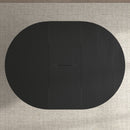 Dining Table For Farmhouse Kitchen Expandable Oval Table Top With Removable Leaf Trestle X Shaped Base - Black