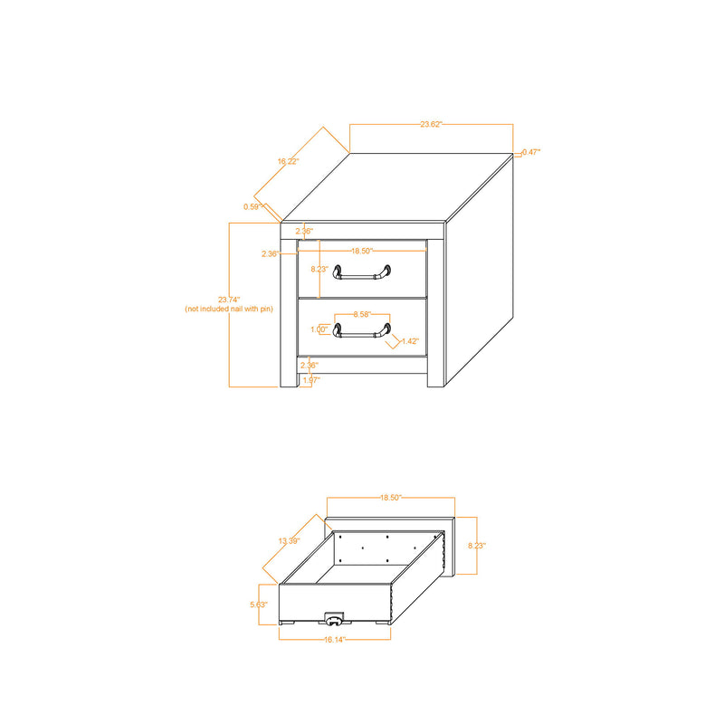 Monica - Nightstand With Spacious Drawers Bar Handles - Dark Oak