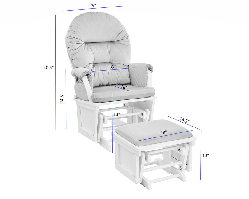 Madison - Glider & Ottoman - White Base