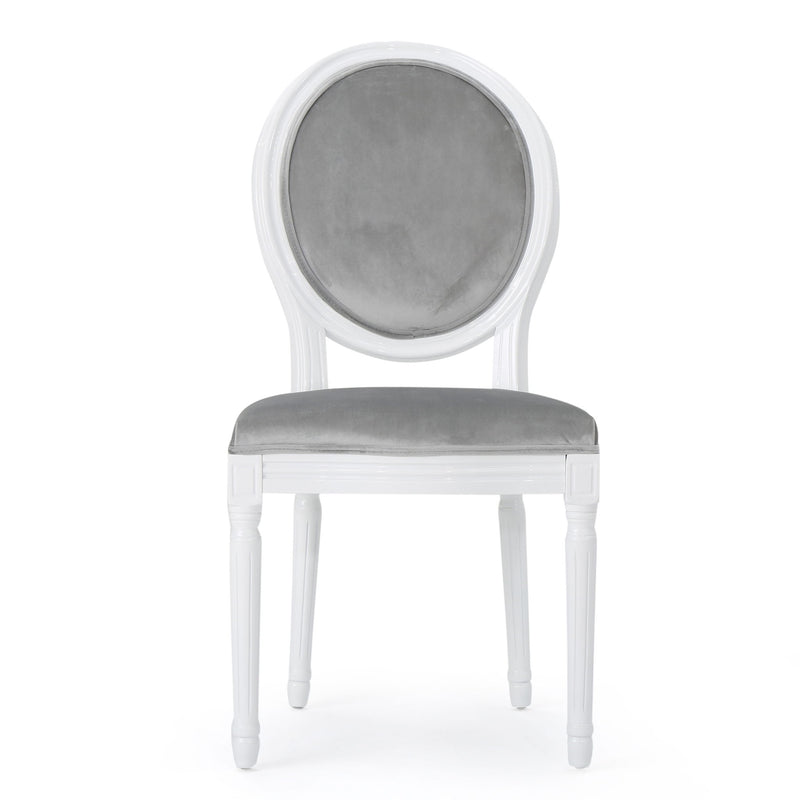 French Country Dining Chair Set With Round Backrest
