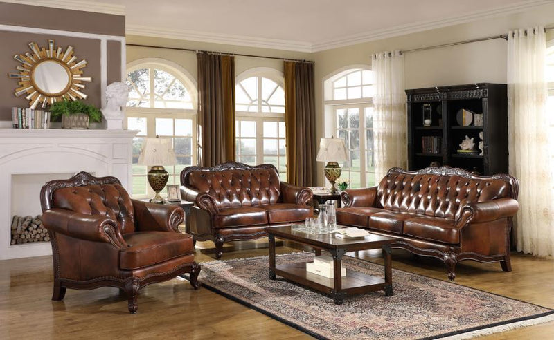 Victoria - Rolled Arm Chair - Tri-Tone And Brown