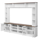 Wall Unit Entertainment Center With Bookshelves For TVs Up To 80", Tempered Glass Doors And Adjustable Shelves