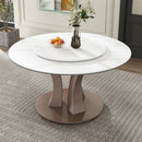 Table With Rotating Tray Scratch & Heat For Kitchen & Restaurant, 4 Chairs - White