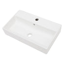 Modern Ceramic Rectangular Wall Mounted Bathroom Sink With Faucet Hole & Overflow