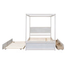 Canopy Platform Bed With Drawers, Support Slats, No Box Spring Needed