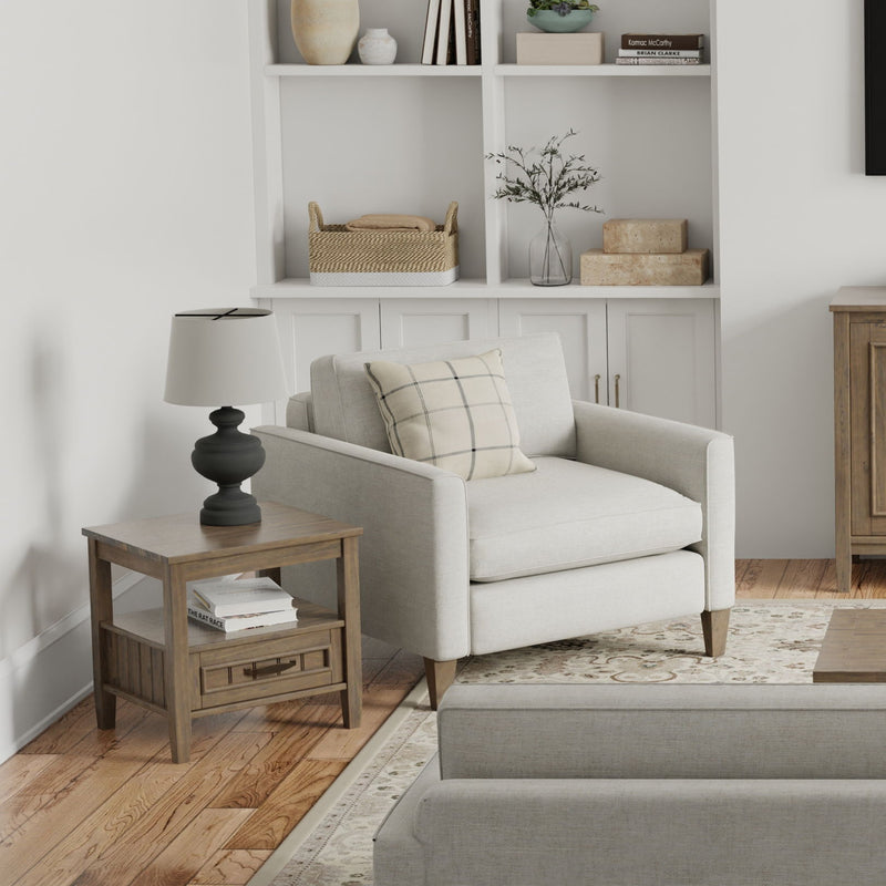 Lev - End Table With Bottom Drawer - Smoky Brown