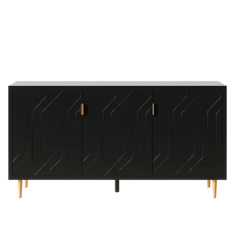 Modern TV Stand With 3 Doors And Adjustable Shelves