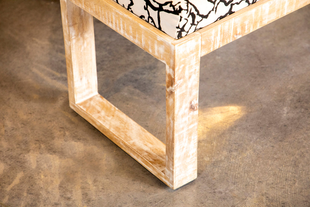 Aiden Fabric Upholstered Accent Bench Distressed White — view 6