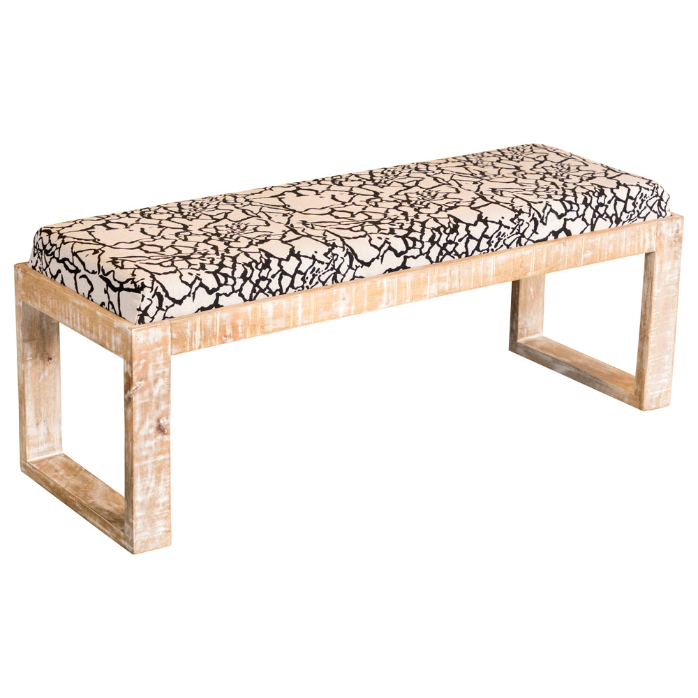 Aiden Fabric Upholstered Accent Bench Distressed White — view 1