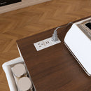 Modern Kitchen Island With Extendable Dining Table & Power Outlet - White