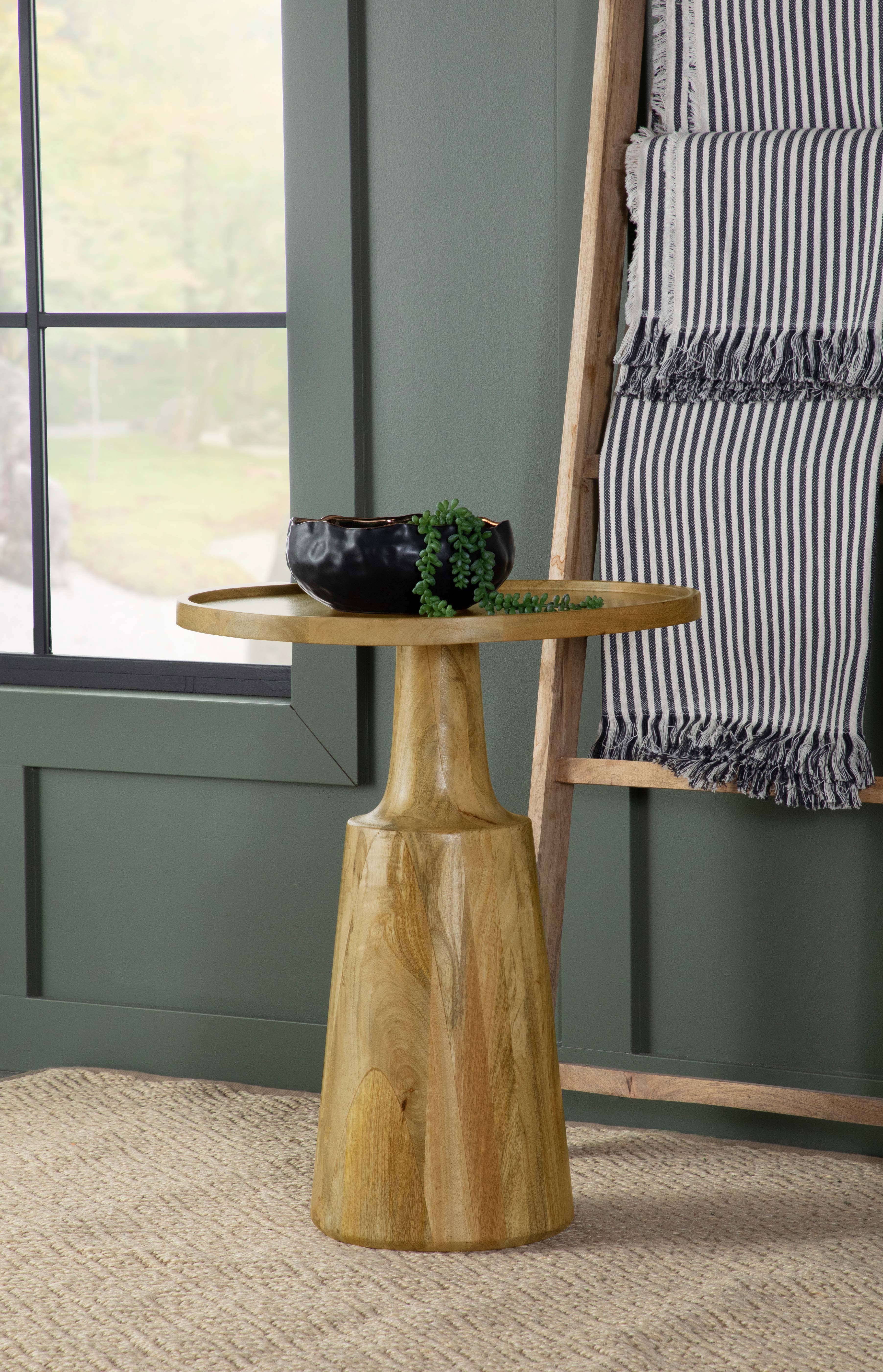 Ixia Round Solid Mango Wood Accent Side Table Natural — view 2