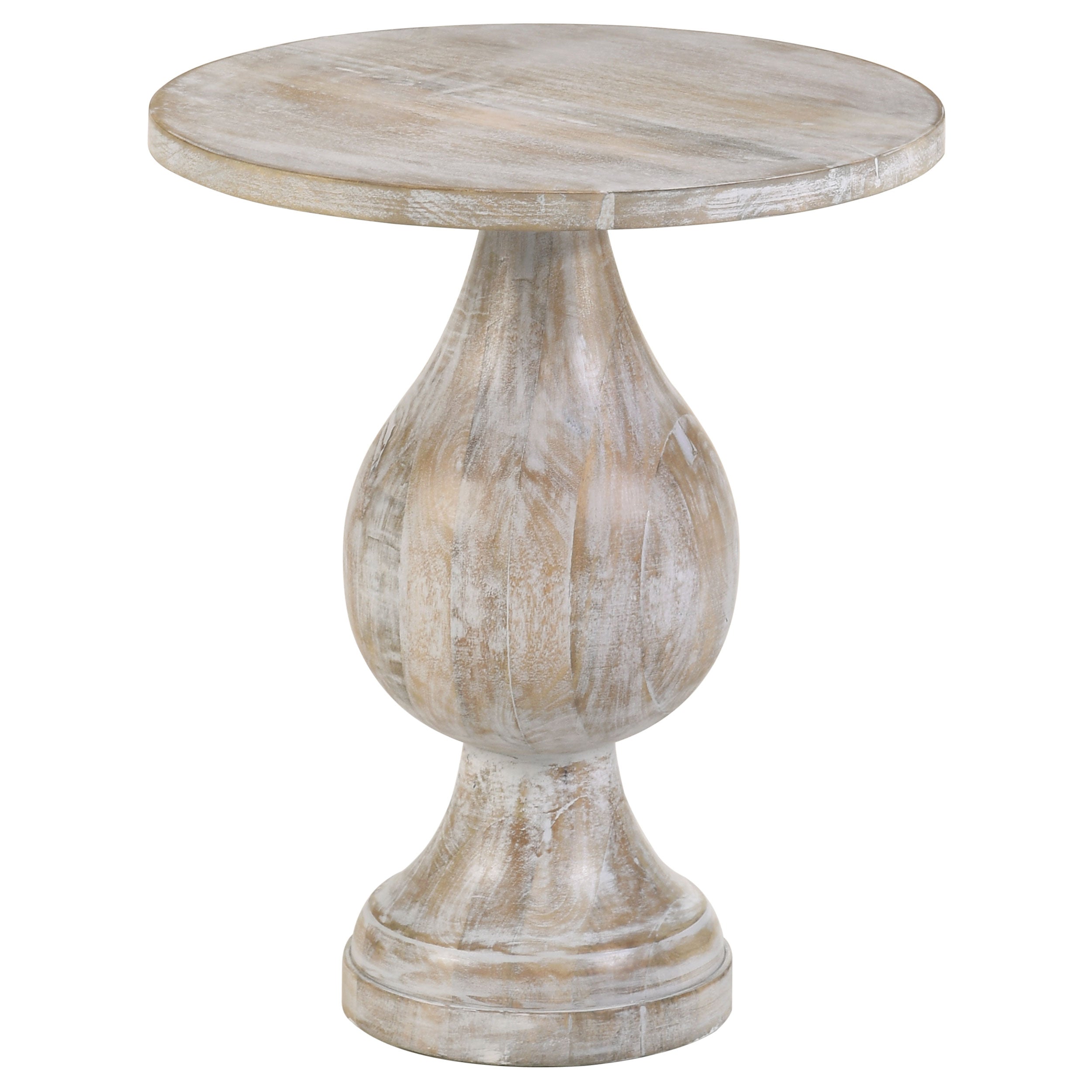 Dianella Round Pedestal Base Accent Side Table White Washed — view 1