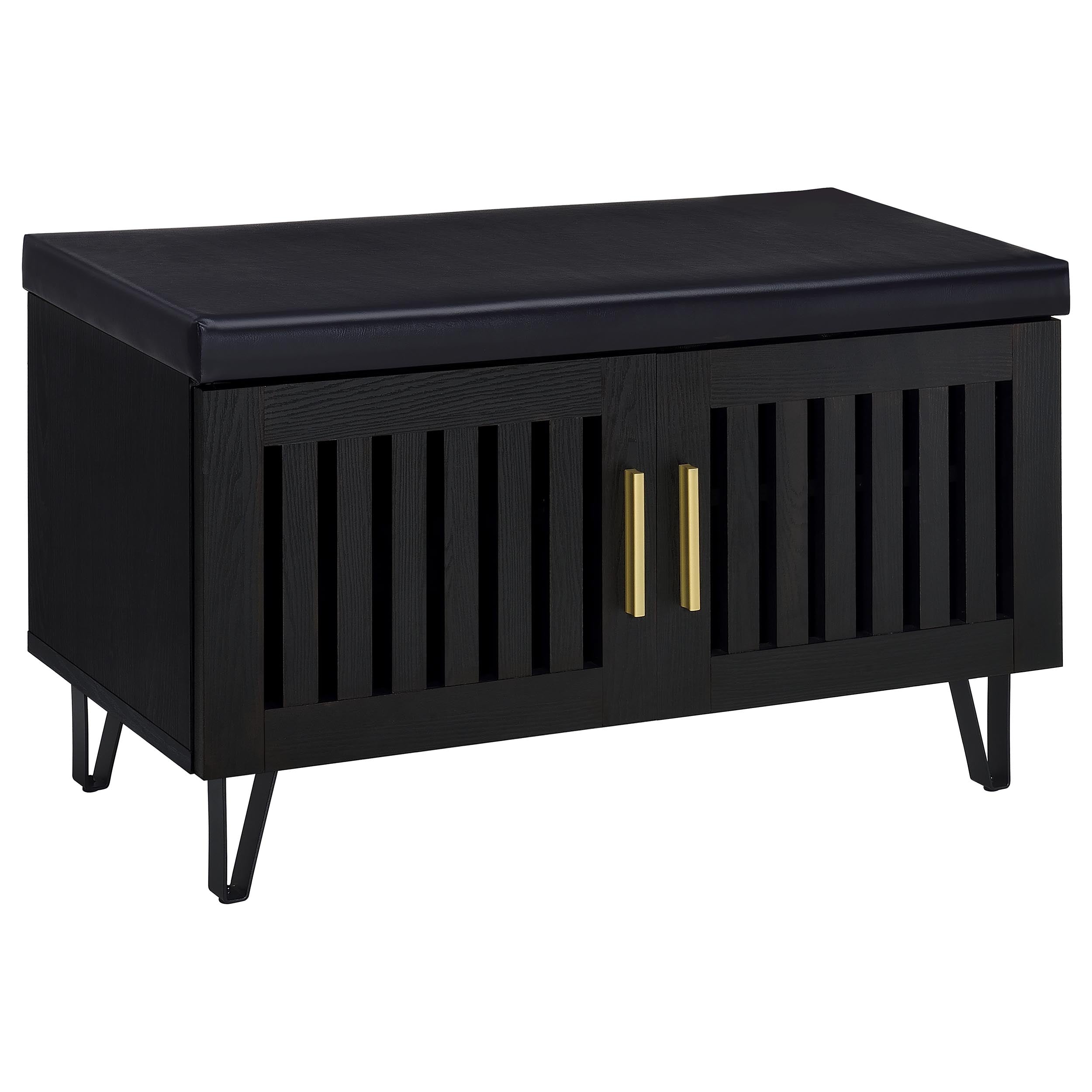 Brixton 2-door Padded Entryway Shoe Storage Bench Black — view 1