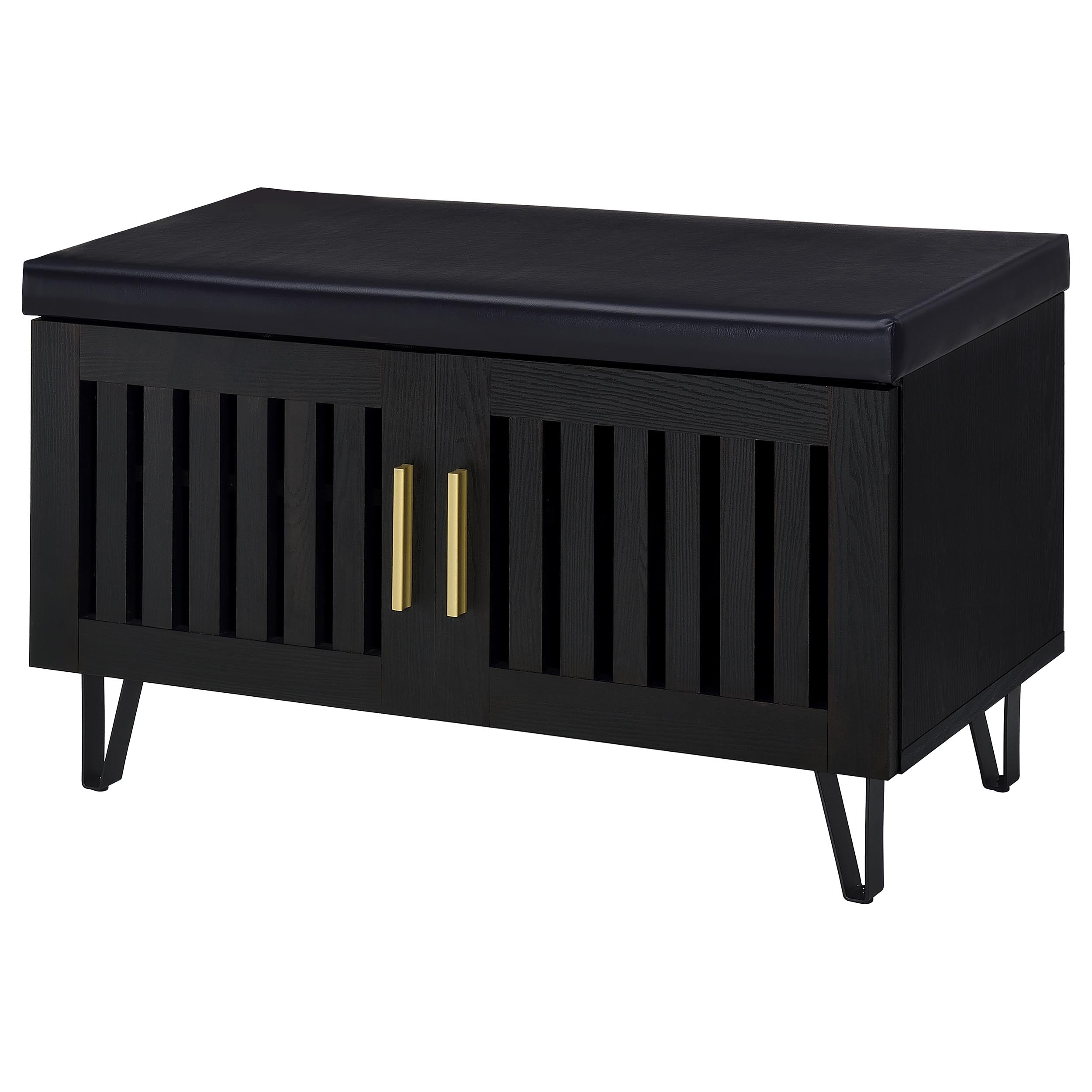 Brixton 2-door Padded Entryway Shoe Storage Bench Black — view 5