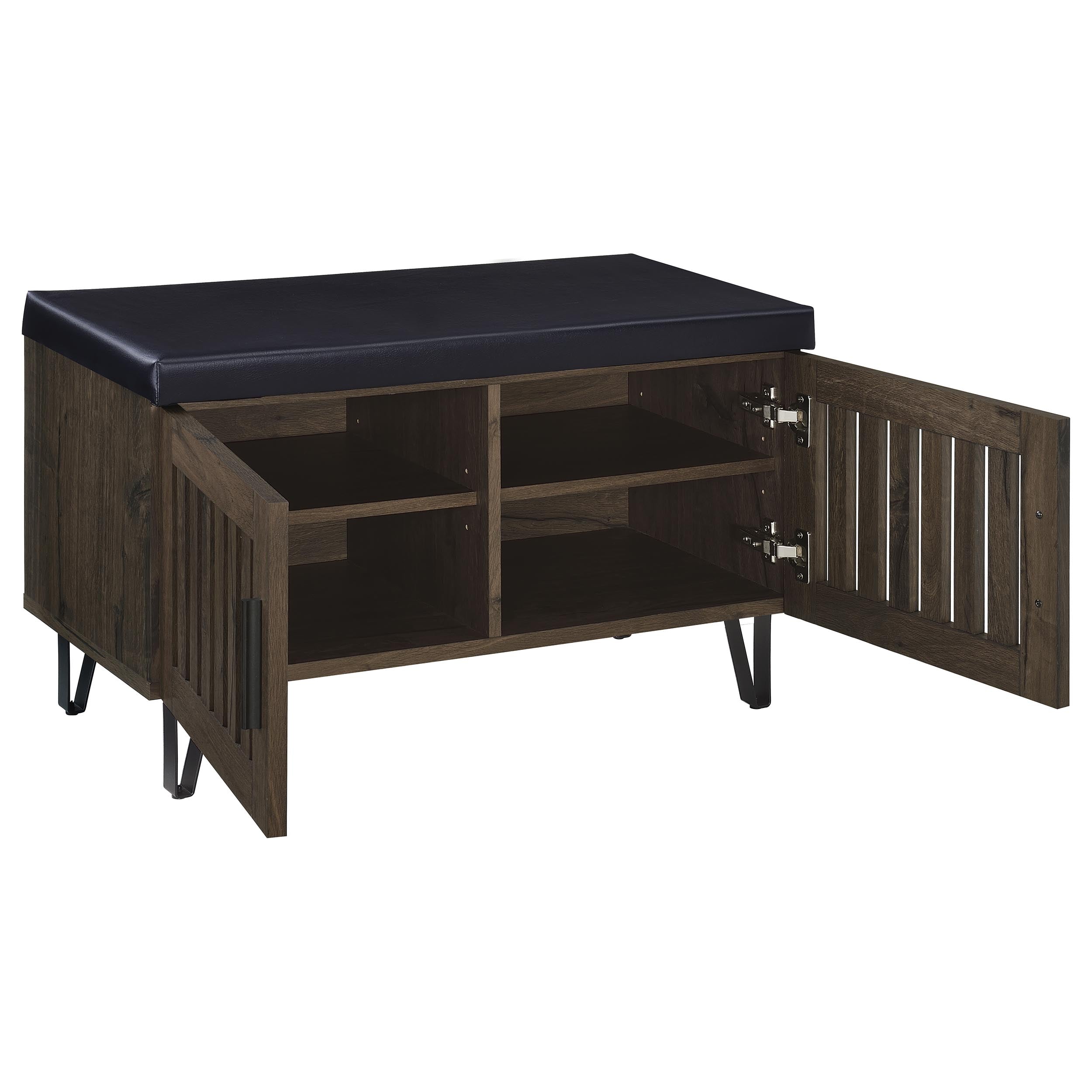 Brixton 2-door Padded Entryway Shoe Storage Bench Smoked Oak — view 3