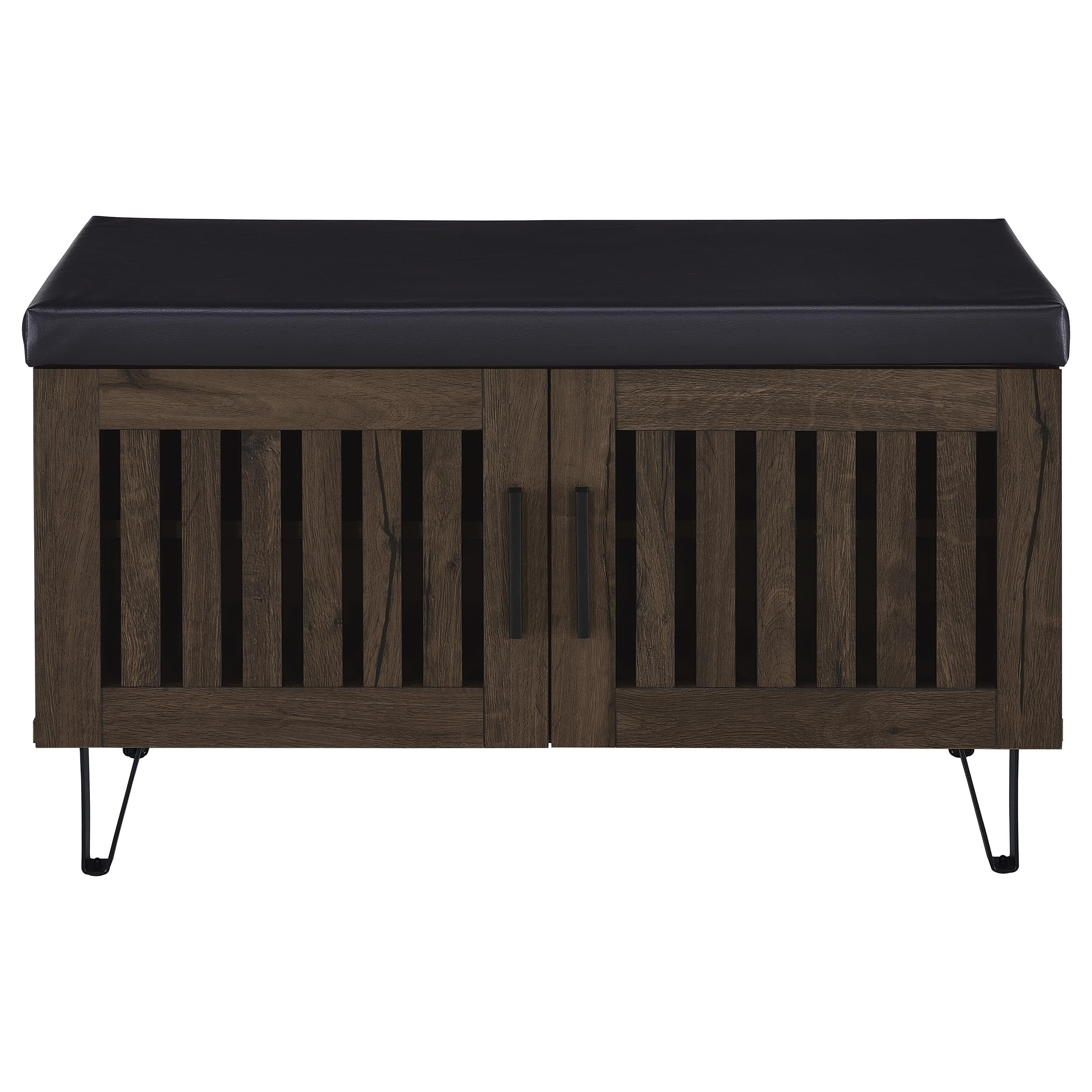 Brixton 2-door Padded Entryway Shoe Storage Bench Smoked Oak — view 4
