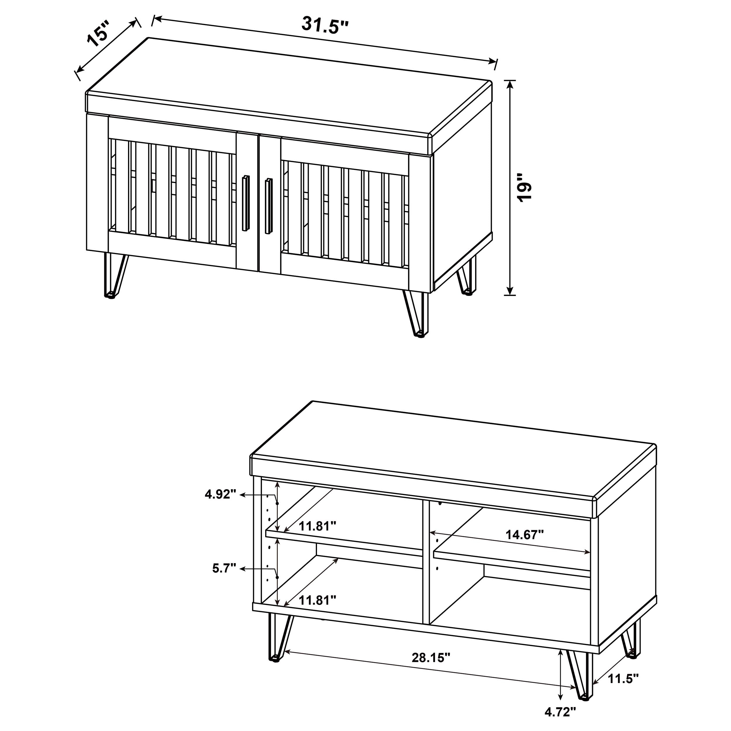 Brixton 2-door Padded Entryway Shoe Storage Bench Smoked Oak — view 11