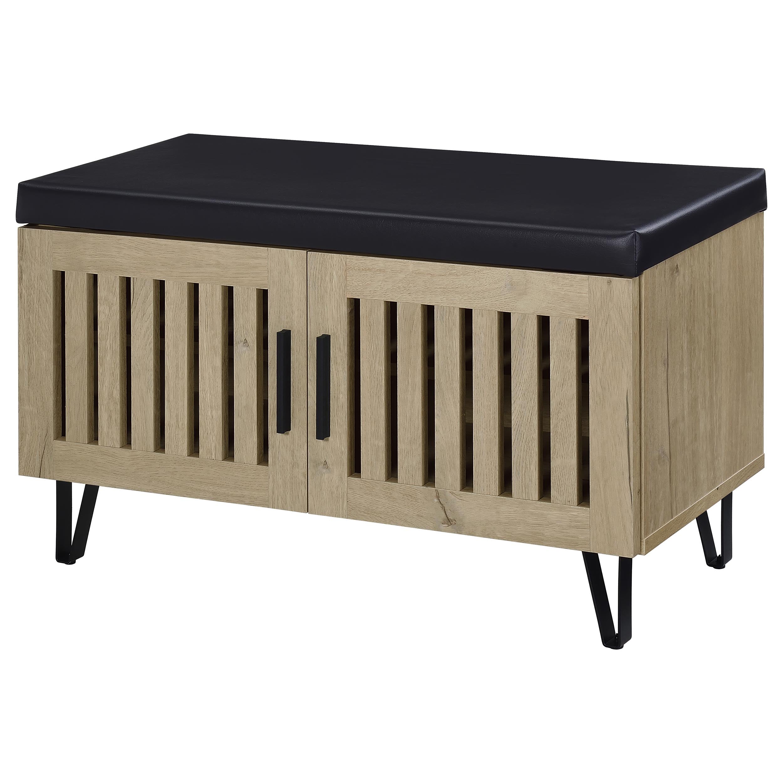 Brixton 2-door Padded Entryway Shoe Storage Bench White Oak — view 5