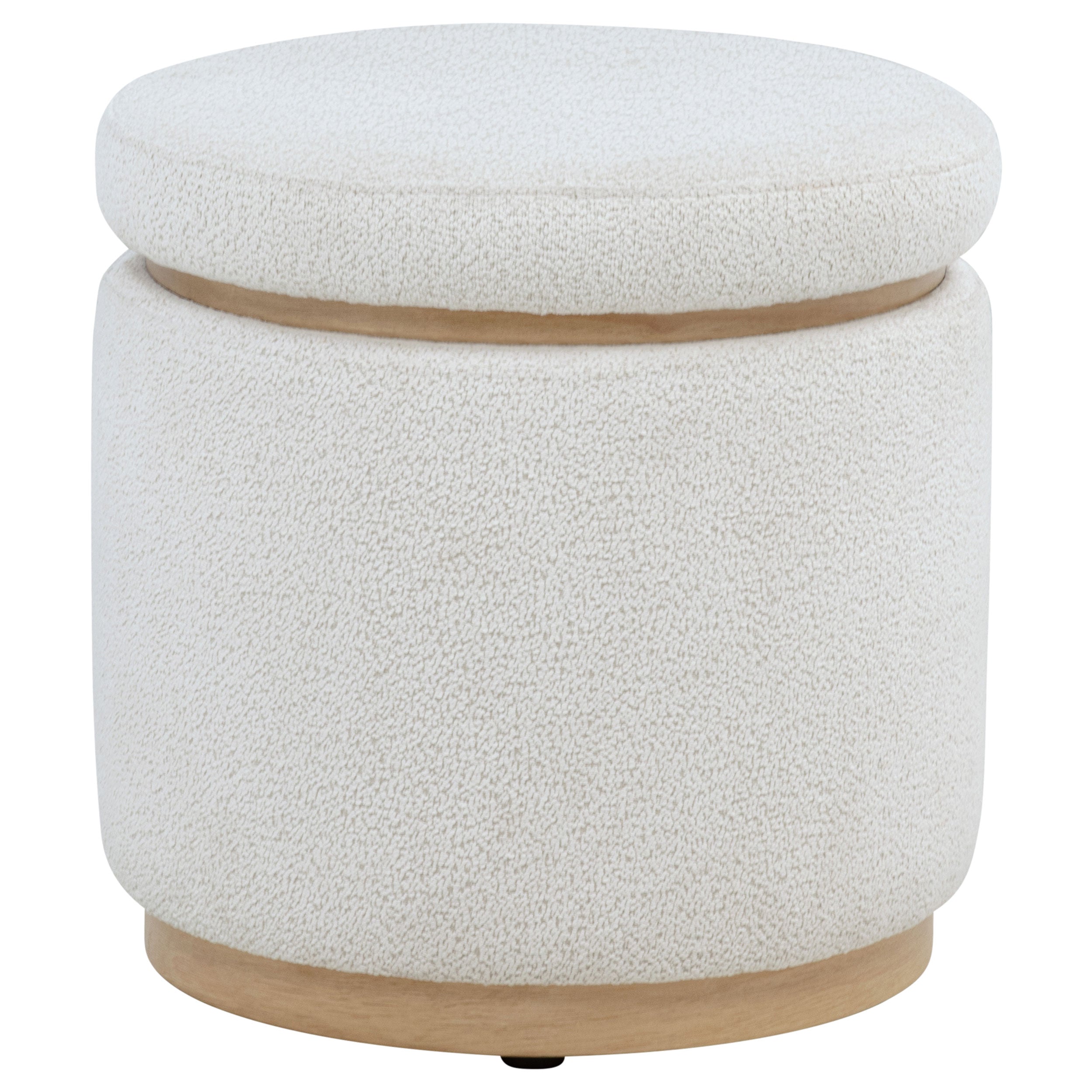 Remuda Boucle Upholstered Round Storage Ottoman Ivory — view 1