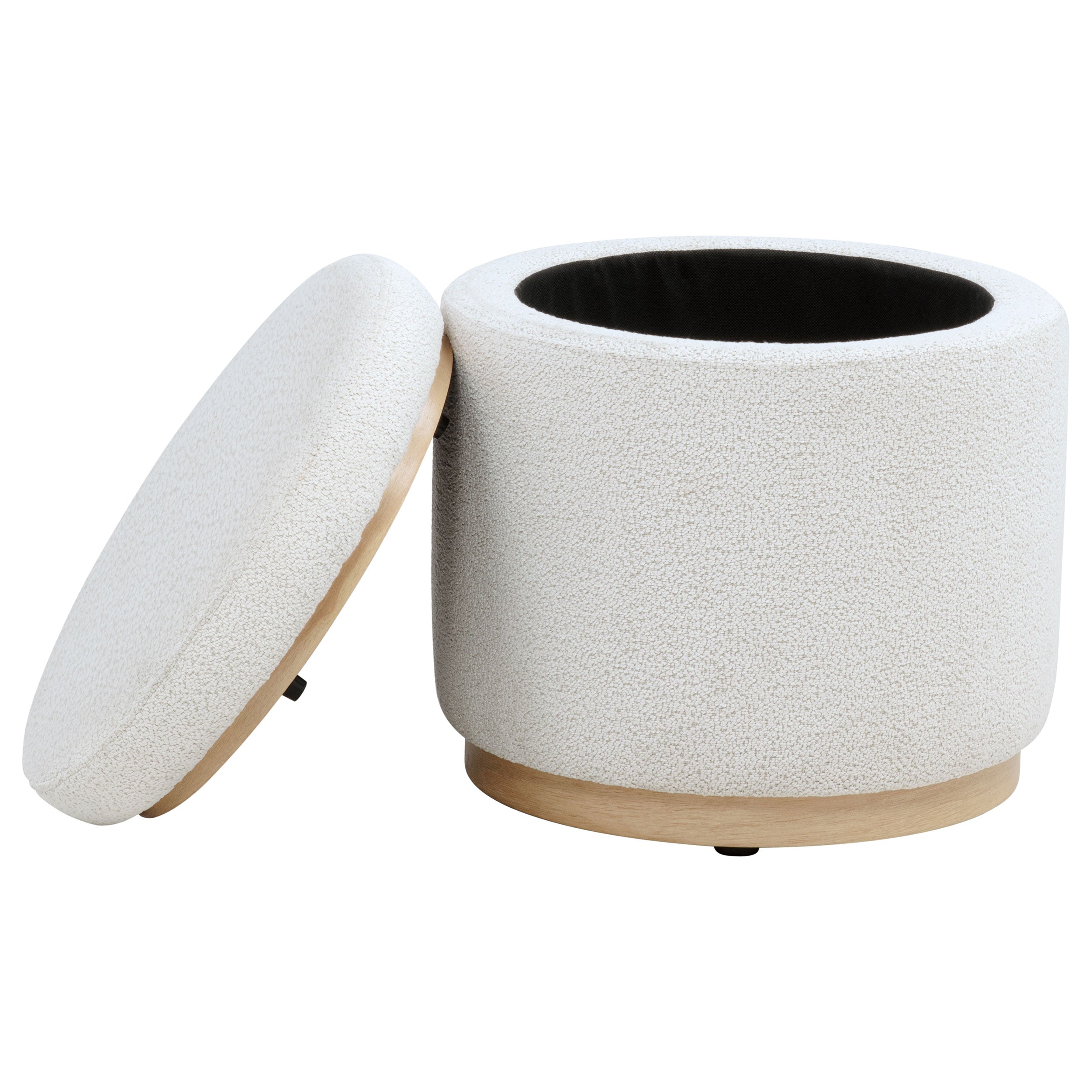 Remuda Boucle Upholstered Round Storage Ottoman Ivory — view 4