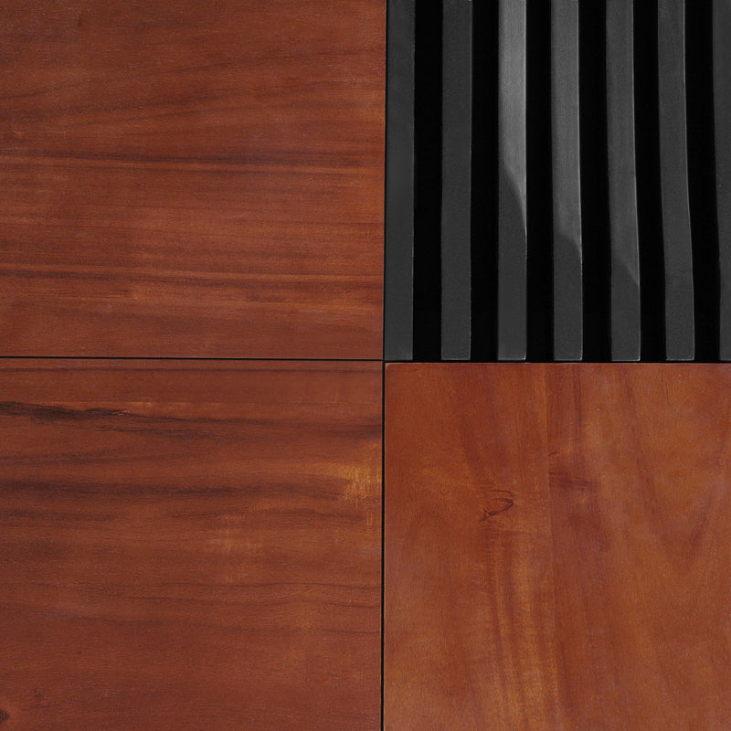 Italian Retro Inspired Acacia Wood Storage Coffee Table - Brown / Black