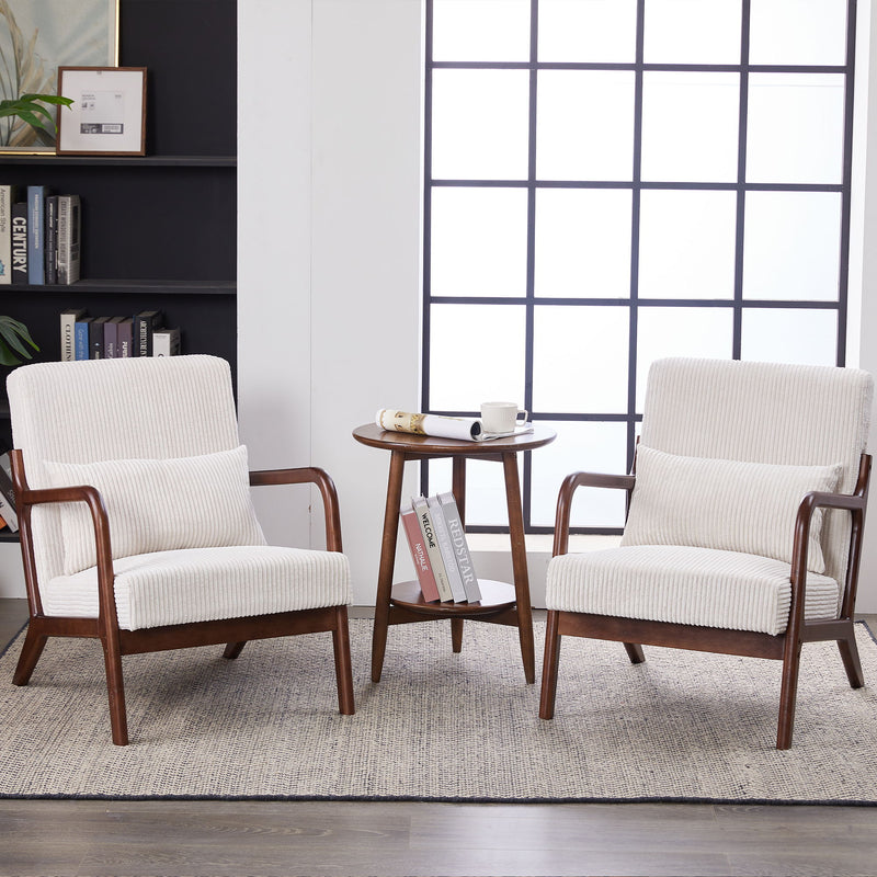 Accent Chair With Pillow And Wood Frame