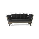 Outdoor Patio Daybed Sofa, 3 Seat Sofa With Foldable Arm 4 Back Pillows