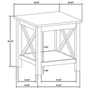 Skyview - Square Pine Wood Side End Table With Shelf - White