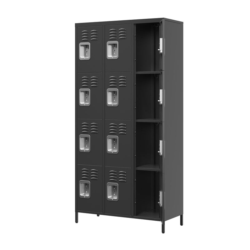 12 Door Lockers With Lock For Secure Storage - Black
