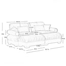 Modern Sectional Sofa With Ottoman, Round Bolster Armrests, Waist And Throw Pillows
