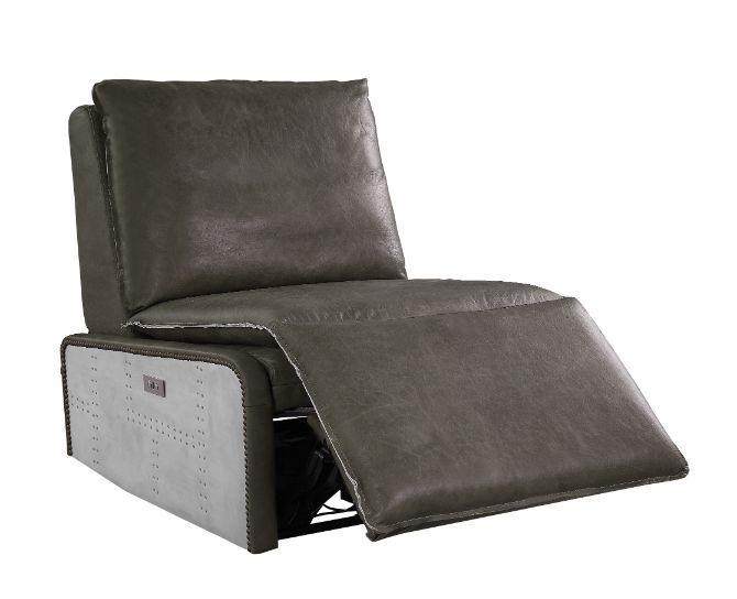 Metier - Recliner - Gray Top Grain Leather & Aluminum - Atlantic Fine Furniture Inc