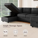 Convertible Sectional Sofa With Storage Chaise Lounges And USB Ports