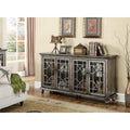 Hand Painted Textured Credenza Storage Cabinet