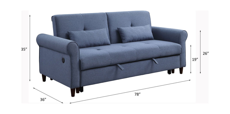 Nichelle - Futon - Blue Fabric
