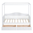 Twin Size Canopy Day Bed with 2 Drawers, White